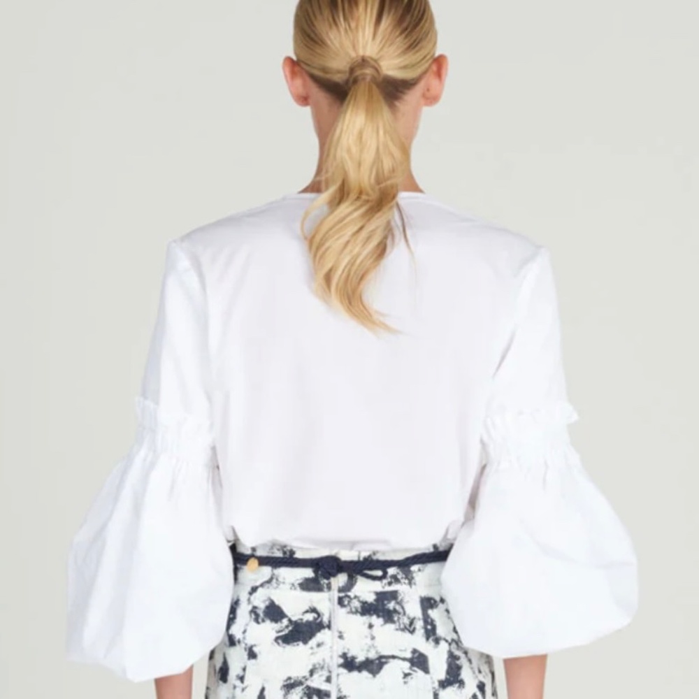 Silvia Tcherassi White Cotton Embroidered Wenda  Blouse Top Sz S  NEW - Picture 7 of 15